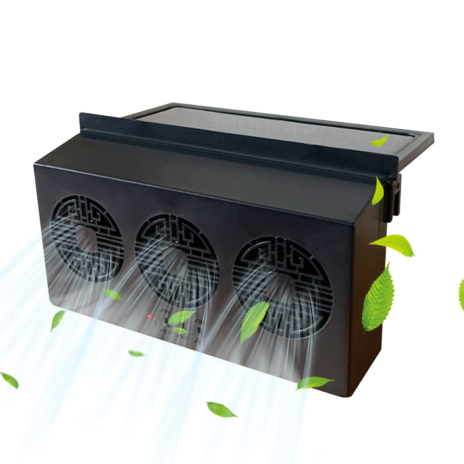 Solar Powered Car Exhaust Fan - 3 Outlet Auto Ventilation Fan for Vehicle Cooling & Air Circulation | Car Window Vent Cooler & Radiator Cooling System | Perfect for Parking, Camping & Hot Weather Use (Black, Type A)