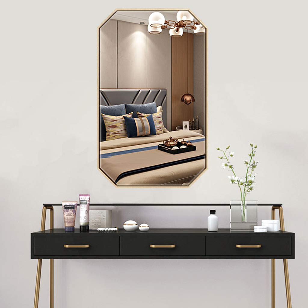 Gold Metal Iron Frame Wall Mirror - 40cmx60cm & 50cmx70cm HD Vanity Mirror for Living Room, Bedroom, Bathroom & Makeup Station - Modern Home Decor & Functional Mirror for Daily Use