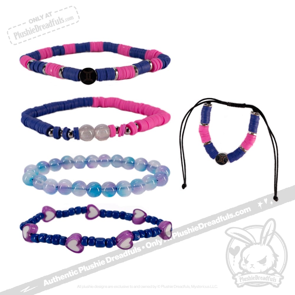 Plushie Dreadfuls Gemini Rabbit - Soft Stacking Friendship Bracelet for Zodiac Lovers, Best Friend Gifts & Everyday Wear