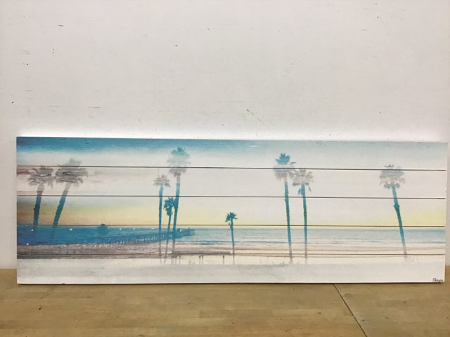 60 x 20 Inch Hand-Painted Wooden Pier Wall Art - Coastal Beach Decor for Living Room, Bedroom, or Office