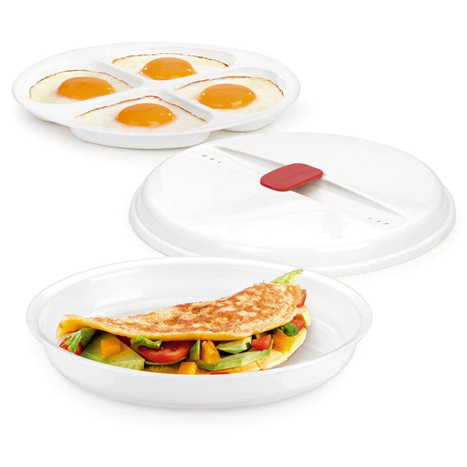 Tescoma 705030 Purity Microwave Egg Poacher, Non-Stick Coating, White Plastic, 21.5 cm Diameter x 4 cm Height – Perfect for Quick Breakfast, Healthy Cooking & Microwave Meal Prep