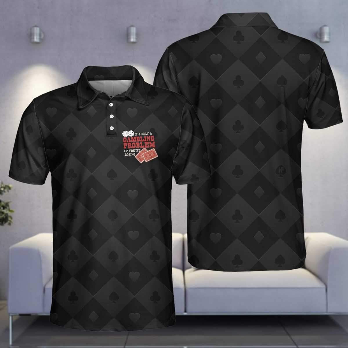 HYPERFAVOR Men's Smart Casino-Themed Polo Shirts - Short Sleeve Poker Shirt for Men | Perfect for Casino Nights, Poker Parties & Casual Wear