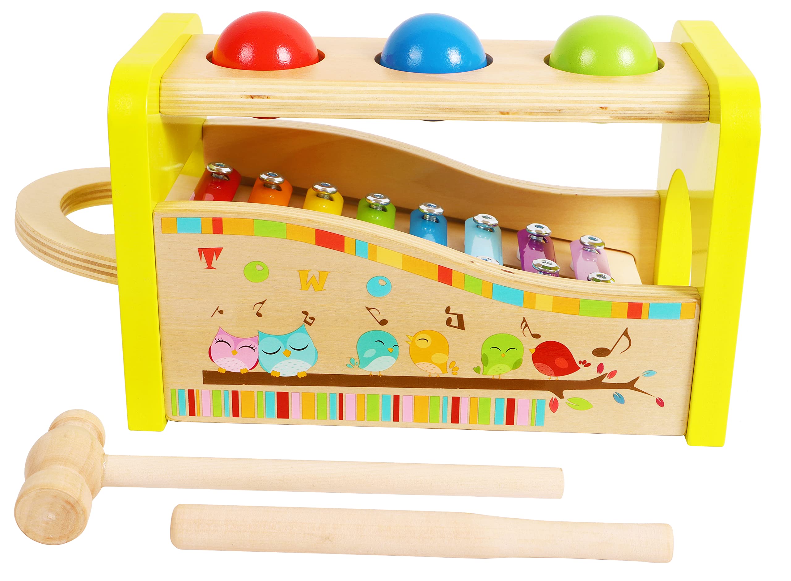 Wooden Hammer Xylophone Toy Set with Mallet & Pegs - Pound Ball Tap Bench for Toddlers 1-3 Years - Musical Sensory Activity Toy for Baby Boys & Girls - Develops Fine Motor Skills - Perfect for Birthday Gifts & Early Childhood Education