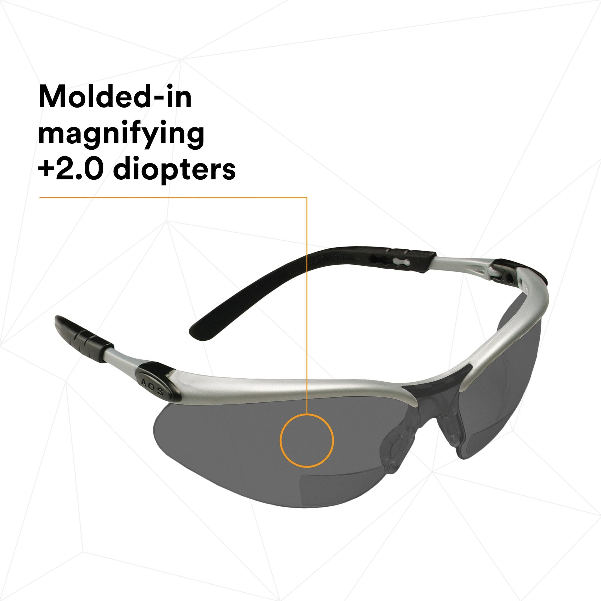 3M BX Reader Protective Eyewear 11378 00000 20 - Grey Lens & Silver Frame Safety Glasses for Reading, Computer Work, and DIY Projects