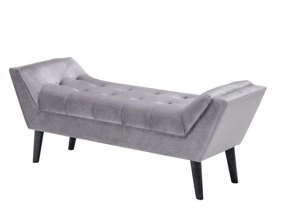 Haobo Tufted Fabric Upholstered Bed Bench Ottoman Footstool - 2-Seater Gray Storage Stool for Bedroom, Living Room & Entryway - Perfect for Sitting, Lounging & Extra Storage