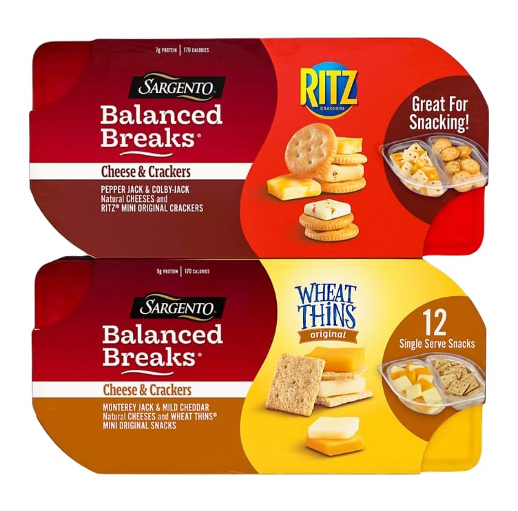 Sargento Balanced Breaks Cheese & Crackers Variety Pack - 12 Count (Pack of 2) | Healthy Snacks for Office, School Lunch, Travel & On-the-Go