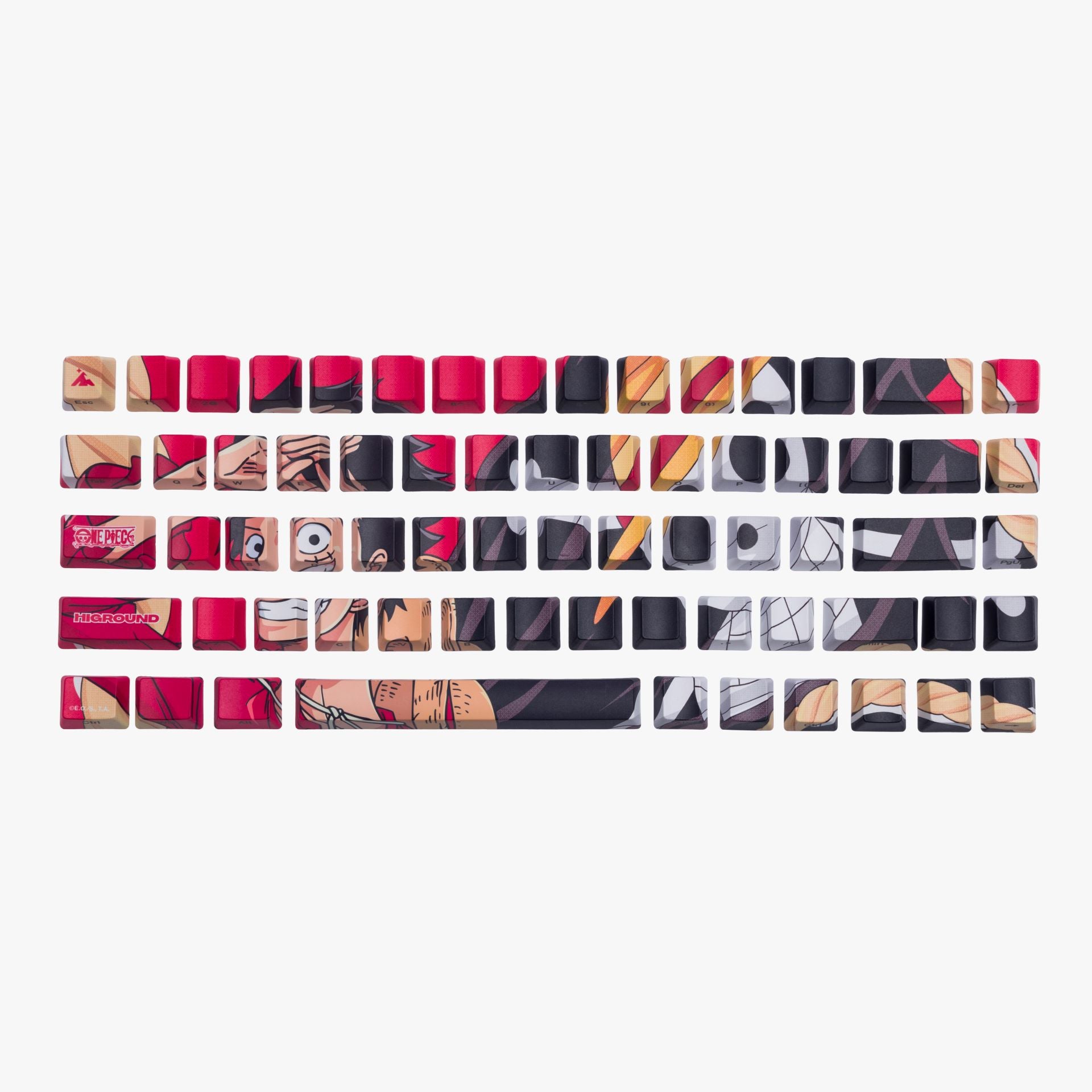 One Piece x HG 68 Keycaps Set - Luffy Anime Mechanical Keyboard Keycaps for Gaming & Typing - Perfect for Anime Fans & PC Enthusiasts