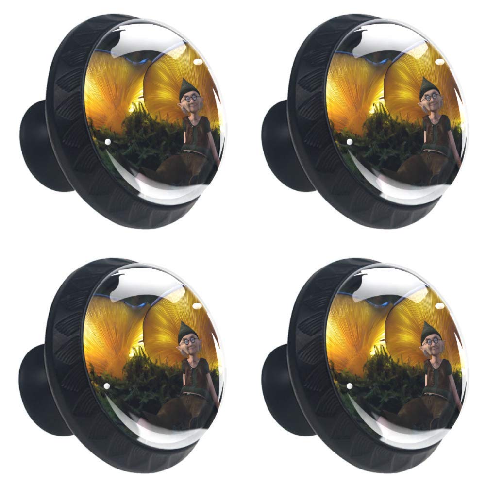 Fairy Tale Mushroom Cabinet Knobs - Colorful Crystal Glass Drawer Pulls for Dresser, Kitchen, Cupboard (4-Piece Set) - Perfect for Home, Office & Kids Room Decor