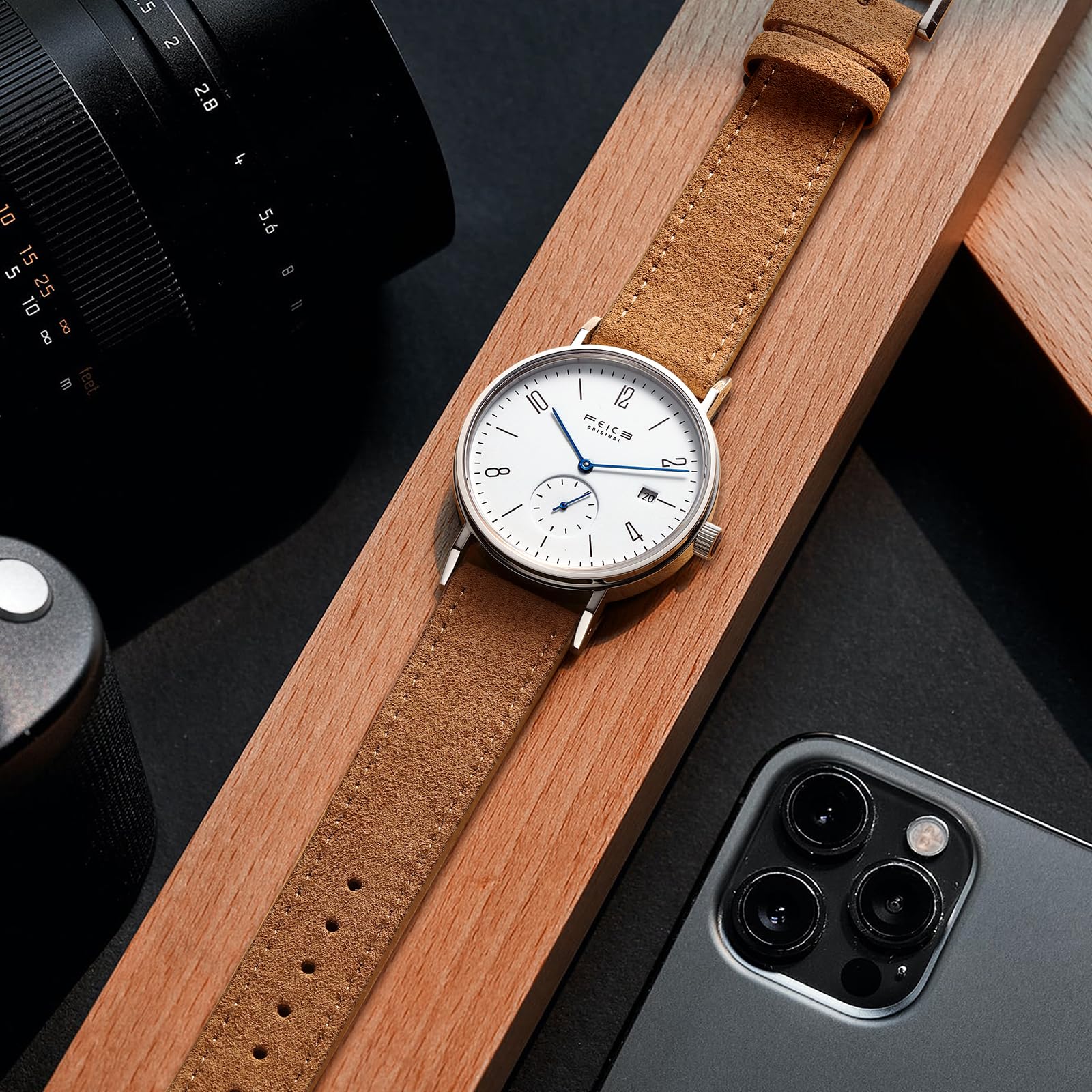 FEICE Automatic Watch for Men & Women - Bauhaus Design, Waterproof, Sapphire Crystal, Analog Mechanical Unisex Watch - Perfect for Business, Casual & Formal Occasions - FM201