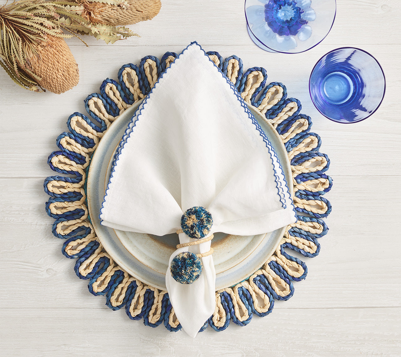 Casbah White & Blue Decorative Napkins - Perfect for Dinner Parties, Weddings & Home Decor