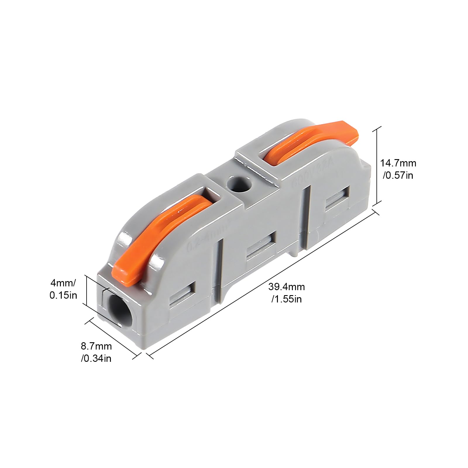20pcs Lever Wire Connectors - 1 to 1 Inline Electrical Quick Connect Splice Terminals (SPL-1) for Home Wiring, DIY Electrical Projects & Appliance Repairs - Secure & Easy-to-Use Lever Nuts Connectors