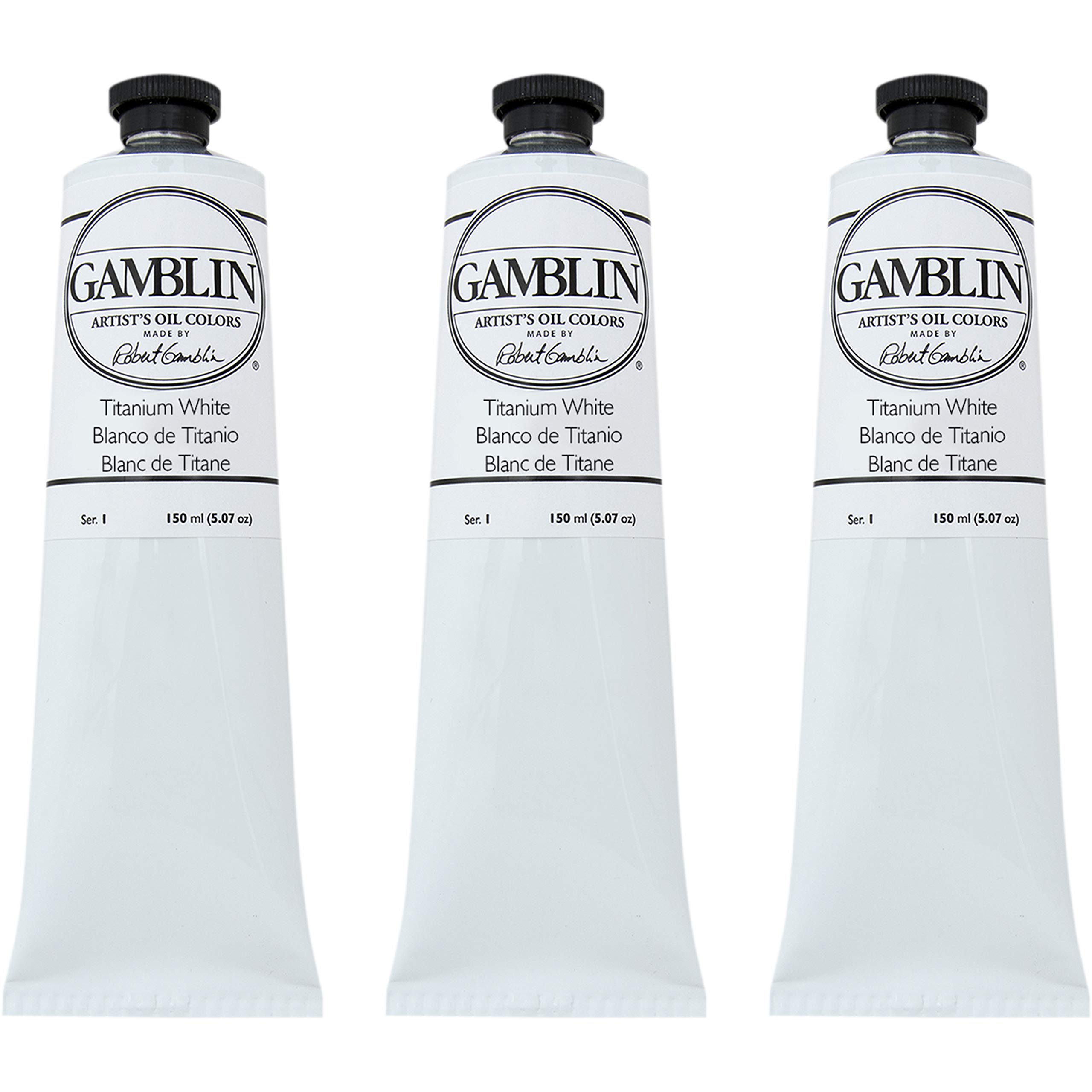 Gamblin Professional Artist Oil Paint Set - Titanium White (150ml Tubes, 3 Pack) | High-Quality Oil Colors for Canvas Painting, Portrait & Landscape Art | Perfect for Professional Artists & Art Students