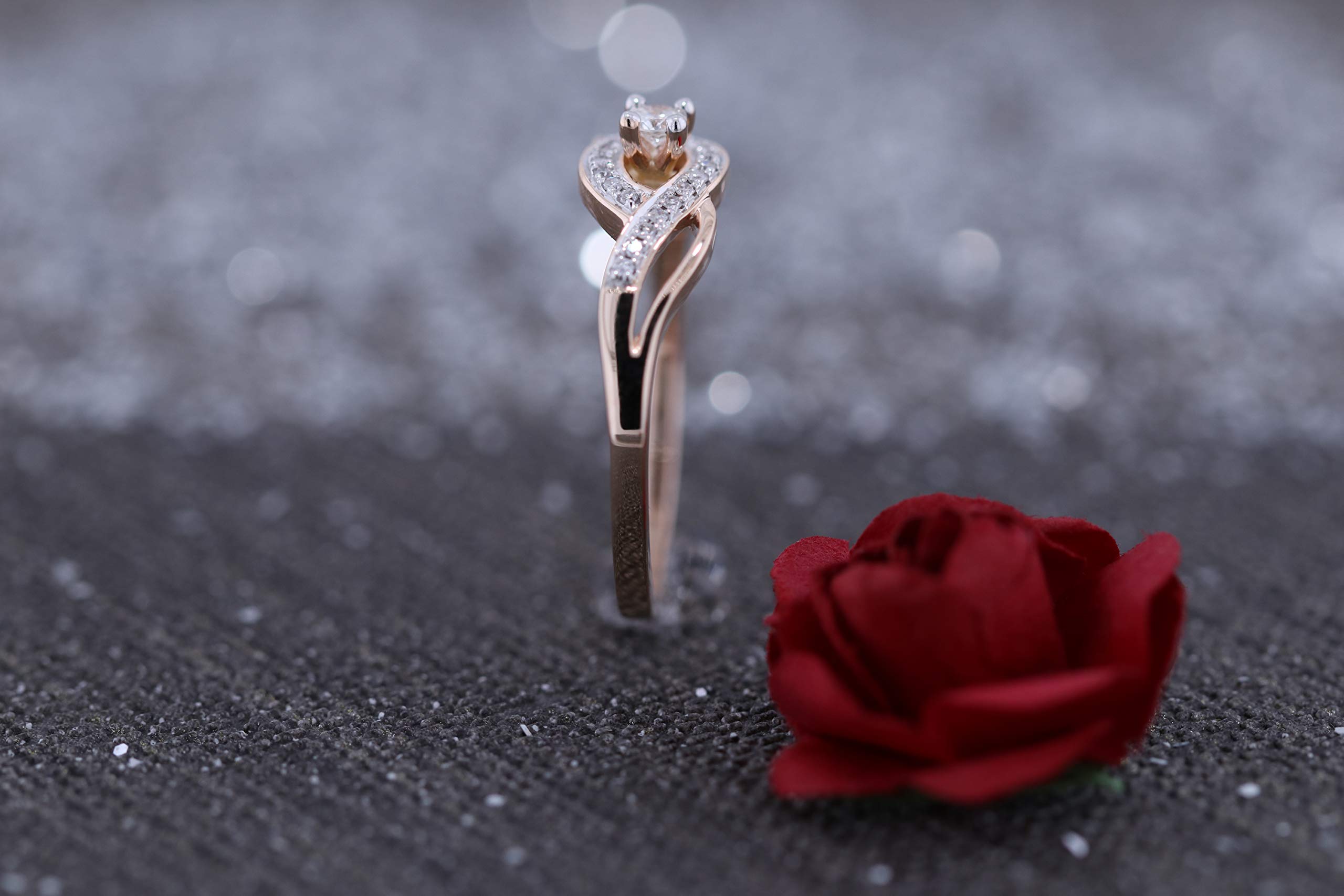 0.15 CTTW Round White Diamond Criss Cross Promise Ring for Women - 10K Solid Gold Engagement Ring, Anniversary Gift, Valentine's Day Present - Perfect for Proposals, Weddings & Special Occasions
