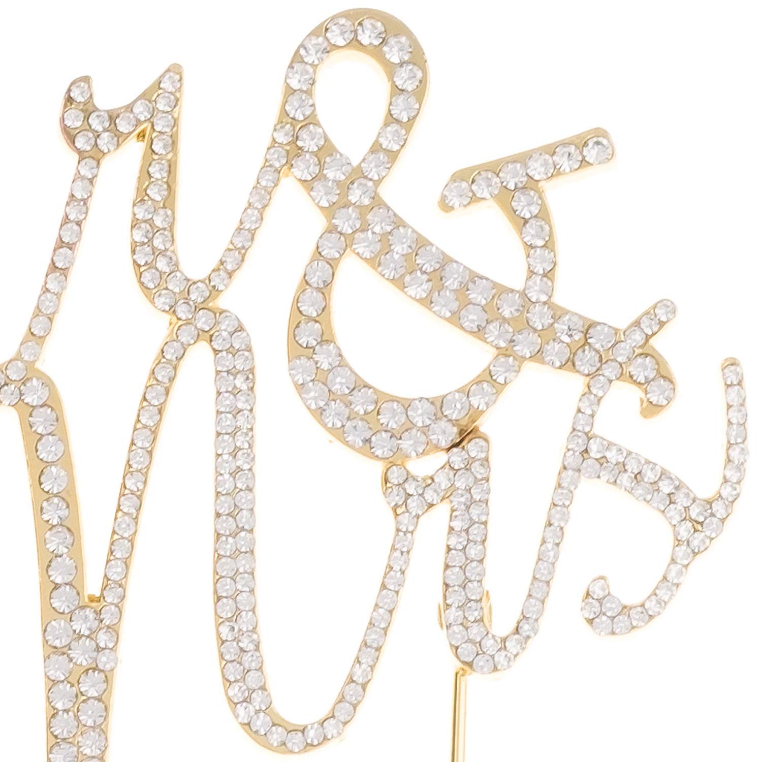 Elegant Gold Rhinestone Wedding Cake Topper for Mr & Mrs - Perfect for Wedding Desserts, Anniversary Cakes & Romantic Celebrations