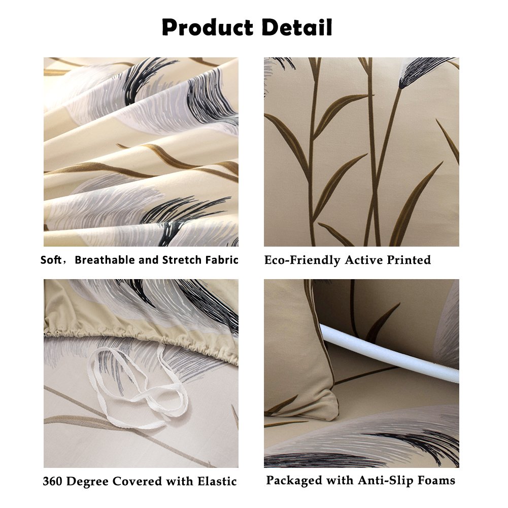Lamberia Printed Stretch Sofa Slipcover for Couches & Loveseats - Reed Flying Pattern with 2 Free Pillow Covers | Perfect for Living Room, Bedroom & Home Decor Protection