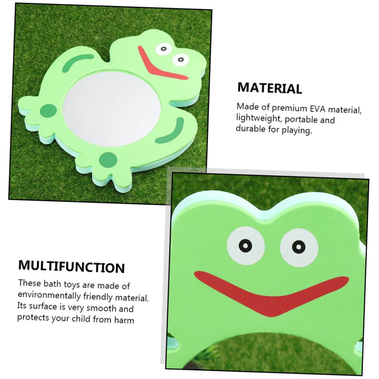 2 Pack Frog Bath Mirror Toys - Fun Travel Bathtub Toys for Kids, Portable Bath Time Fun with Eva Green Design | Perfect for Baby Showers, Toddler Bath Time & Travel Accessories