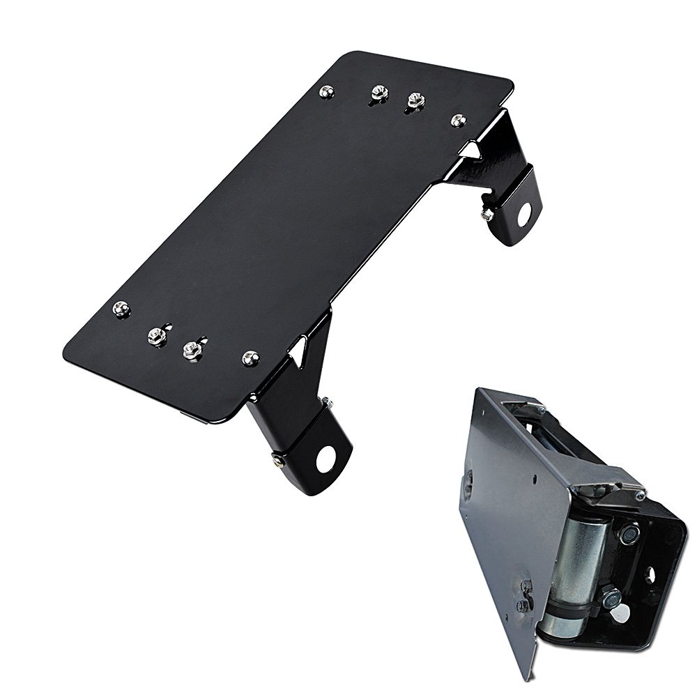 Anzios Flip-Up 254mm Hawse Fairlead Mounted License Plate Holder - 8.75 Inch Universal Mounting Bracket for Off-Road Trucks & Jeeps - Perfect for Trail Rides & Towing Compliance