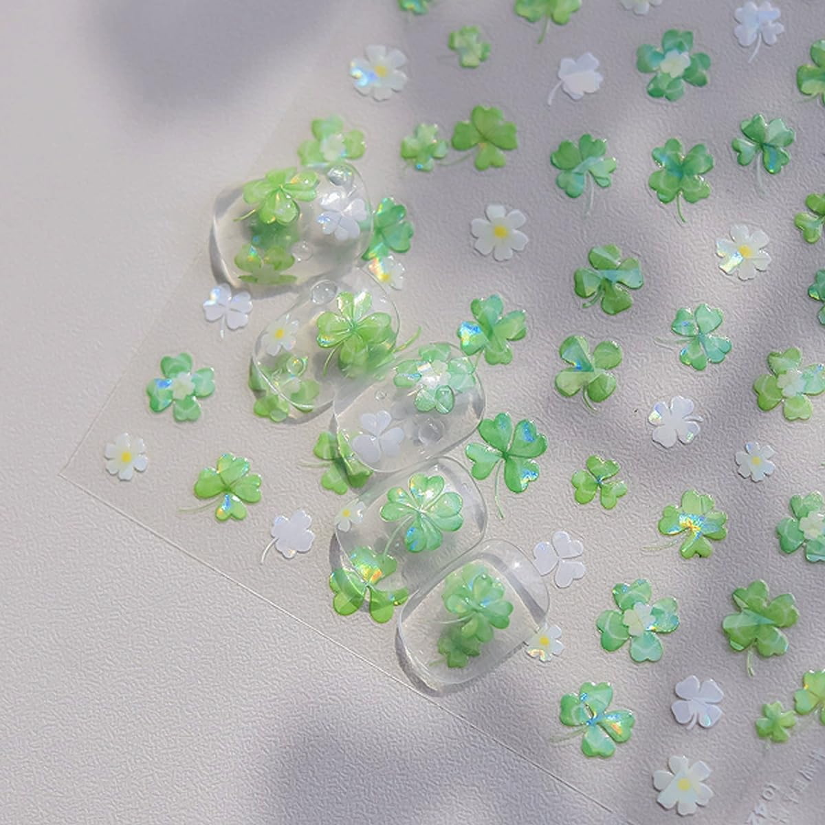 3D St. Patrick's Day Nail Art Stickers - Self-Adhesive Shamrock & Clover Nail Decals with Green Hat Letters | Irish Themed Nail Designs for Women | Perfect for Acrylic Nails, St. Patrick's Day Parties & Festive Nail Art