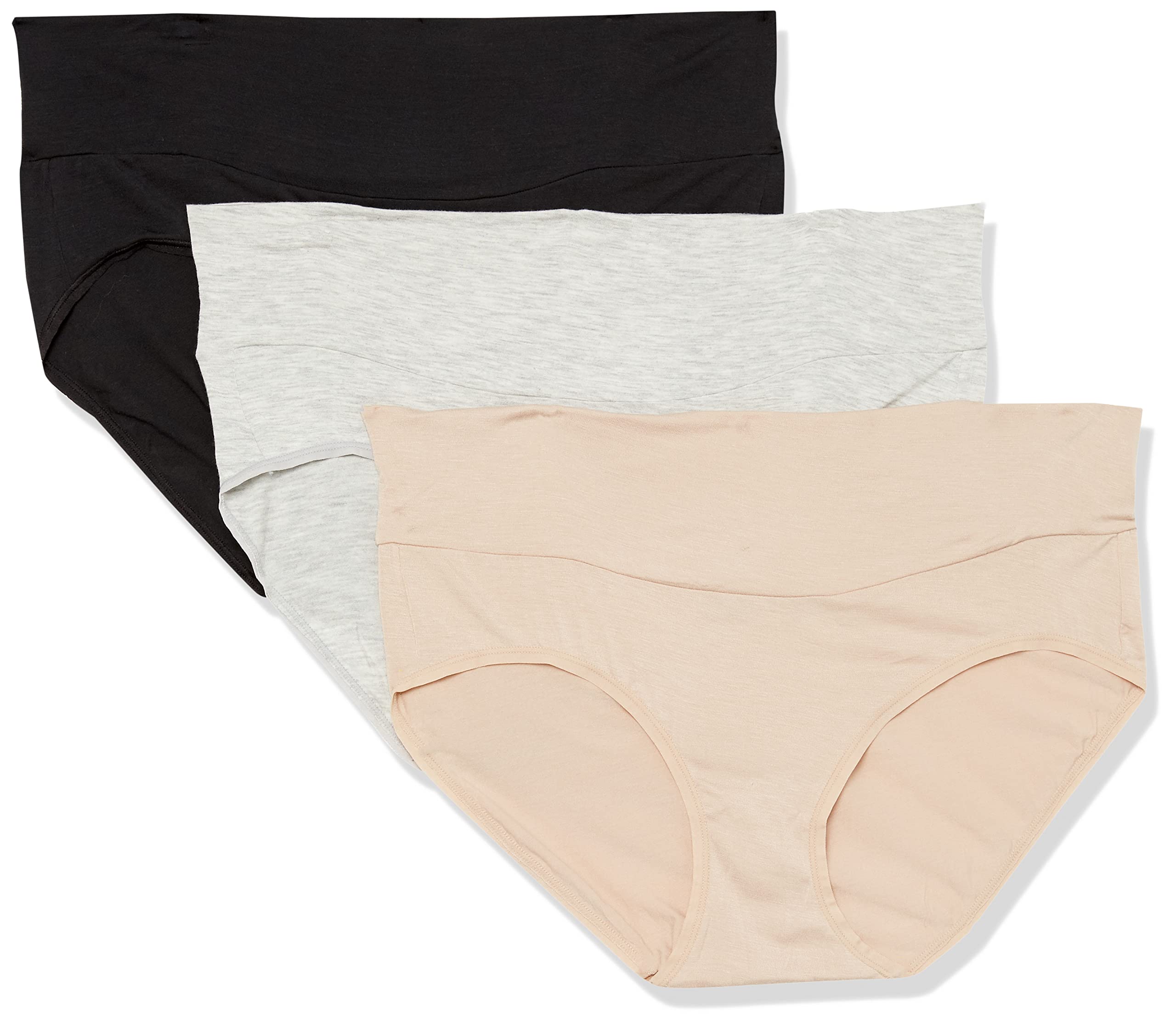 Playtex Women's Maternity Fold Down Modern Brief Panties 3-Pack - Soft Cotton Underwear for Pregnancy Comfort | Perfect for Everyday Wear & Postpartum Recovery