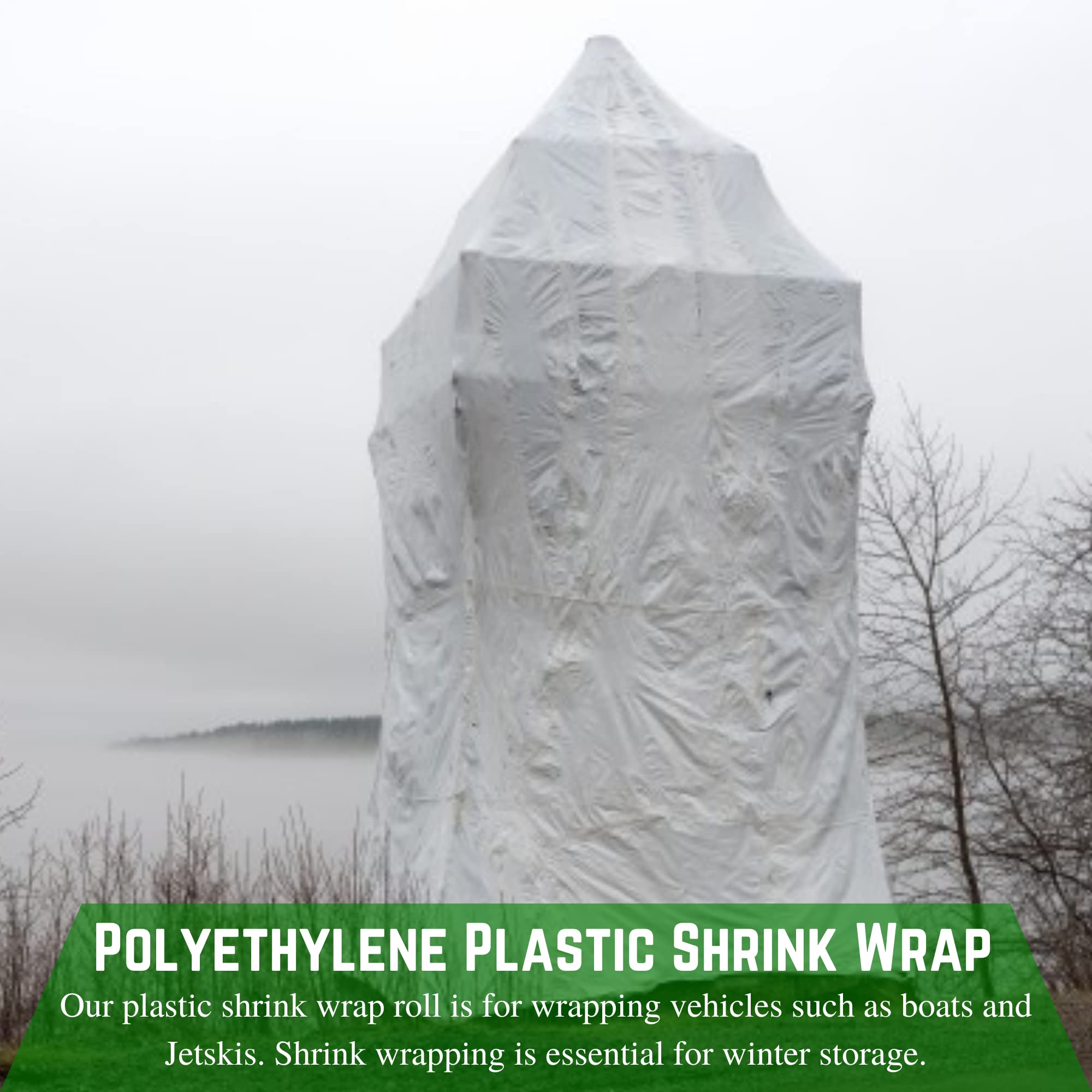 Durable 10 mil String Reinforced Plastic Shrink Wrap - 16' x 25' Boat Cover Film | Industrial-Grade Dura Skrim for Storage & Protection | Weatherproof Marine Shrink Film for Boats, RVs & Outdoor Equipment | Works with Heat Gun for Secure Sealing