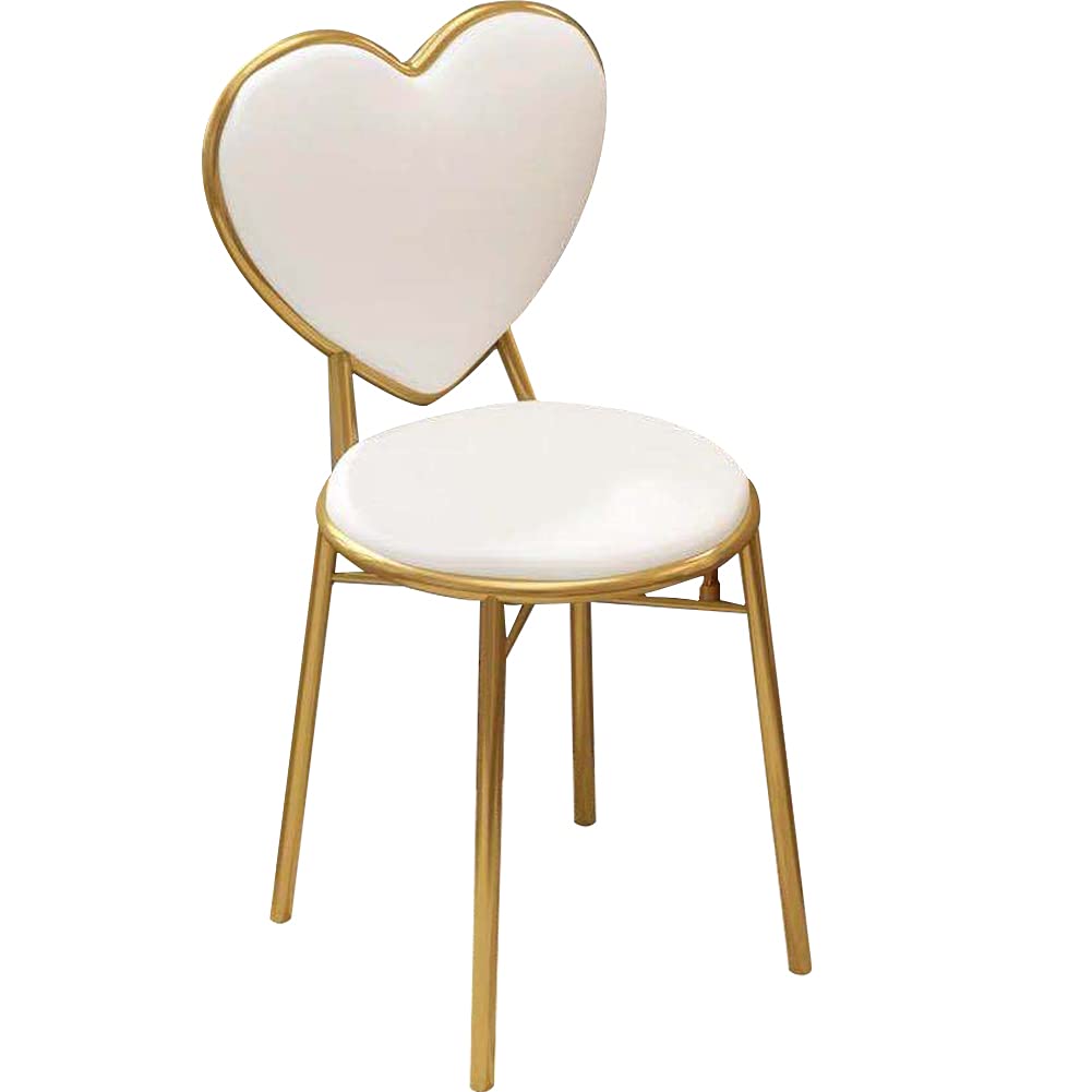 WAYUTO Velvet Accent Chair - Modern Makeup Vanity Chair with Golden Metal Legs, Upholstered Living Room Chair, Minimalist Dining Chair, Soft Reading Chair for Bedroom & Office Decor (Gold White) - Perfect for Makeup Vanity, Living Room Seating, Dining Area & Cozy Reading Nook