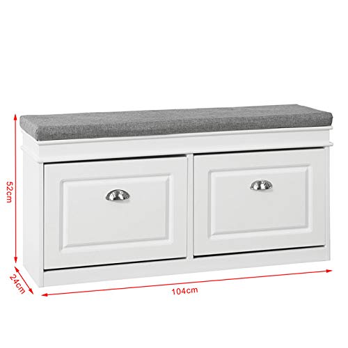 Haotian White Shoe Storage Cabinet with Bench, Entryway Organizer for Shoes & Accessories | FSR78-W & FSR64-W | Perfect for Hallway, Mudroom & Small Space Organization