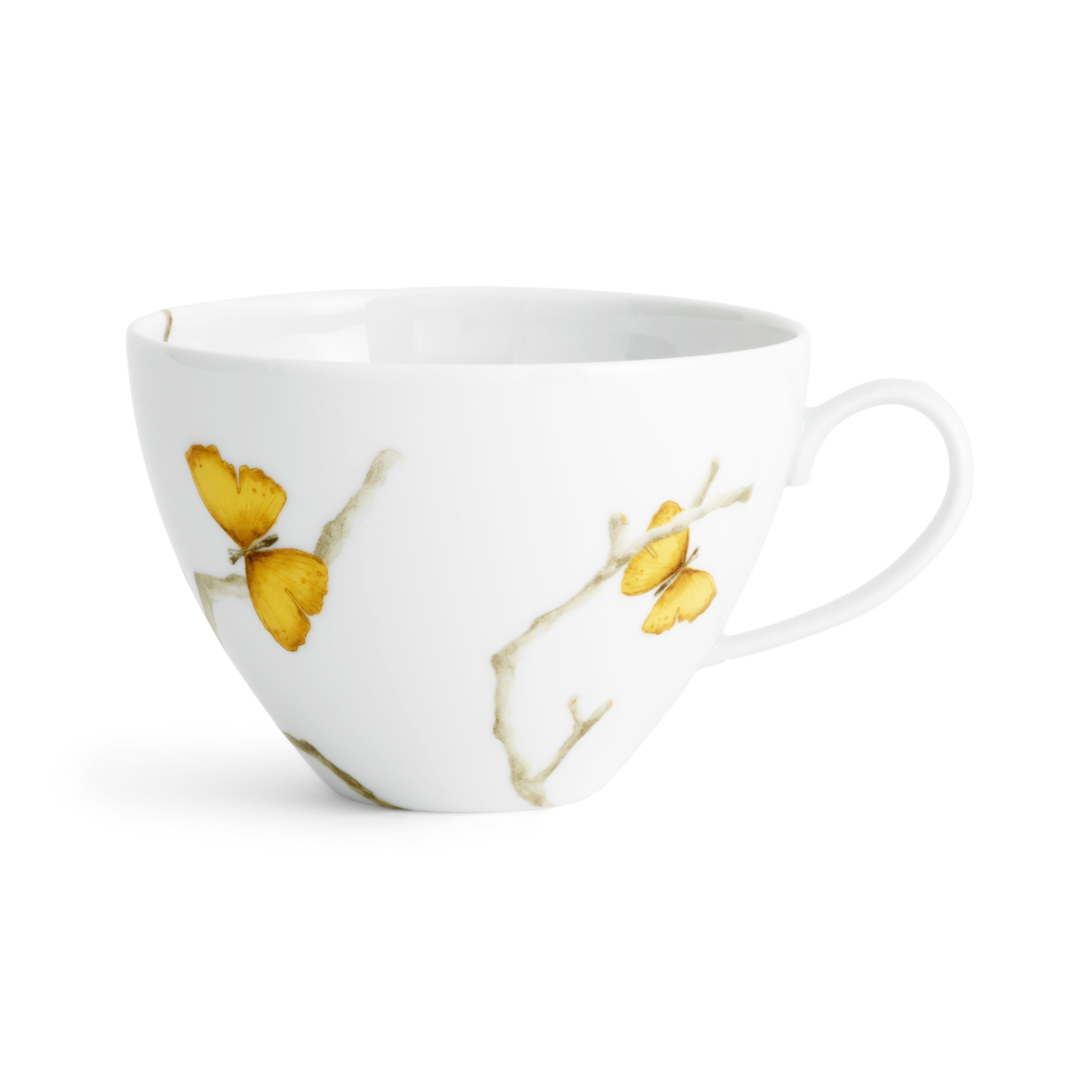 Butterfly Ginkgo Breakfast Cup - Ceramic Coffee Mug with Lid - Perfect for Morning Tea, Coffee, or Smoothies - Ideal for Home, Office, or Gifts