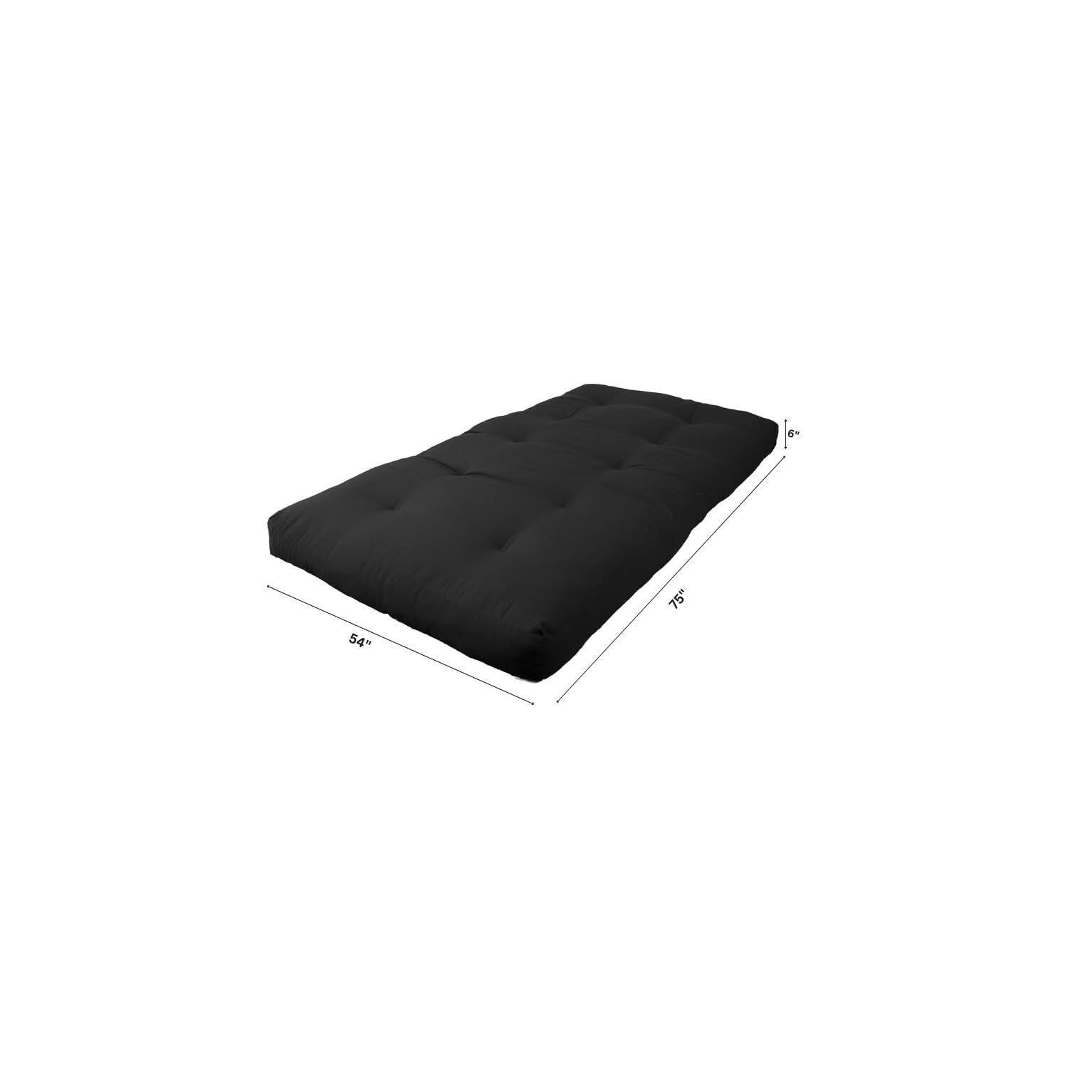 Blazing Needles Renewal 6 Inch Twill Futon Mattress - Full Size Black Futon Bed for Guest Room, Dorm, or Small Space