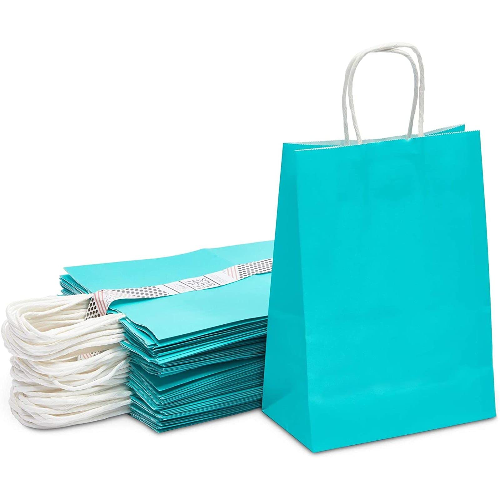 36 Pack Medium Teal Gift Bags with Handles - Premium Party Favors & Merchandise Bags for Birthdays, Weddings, Baby Showers & Corporate Events | Sparkle & Bash Collection