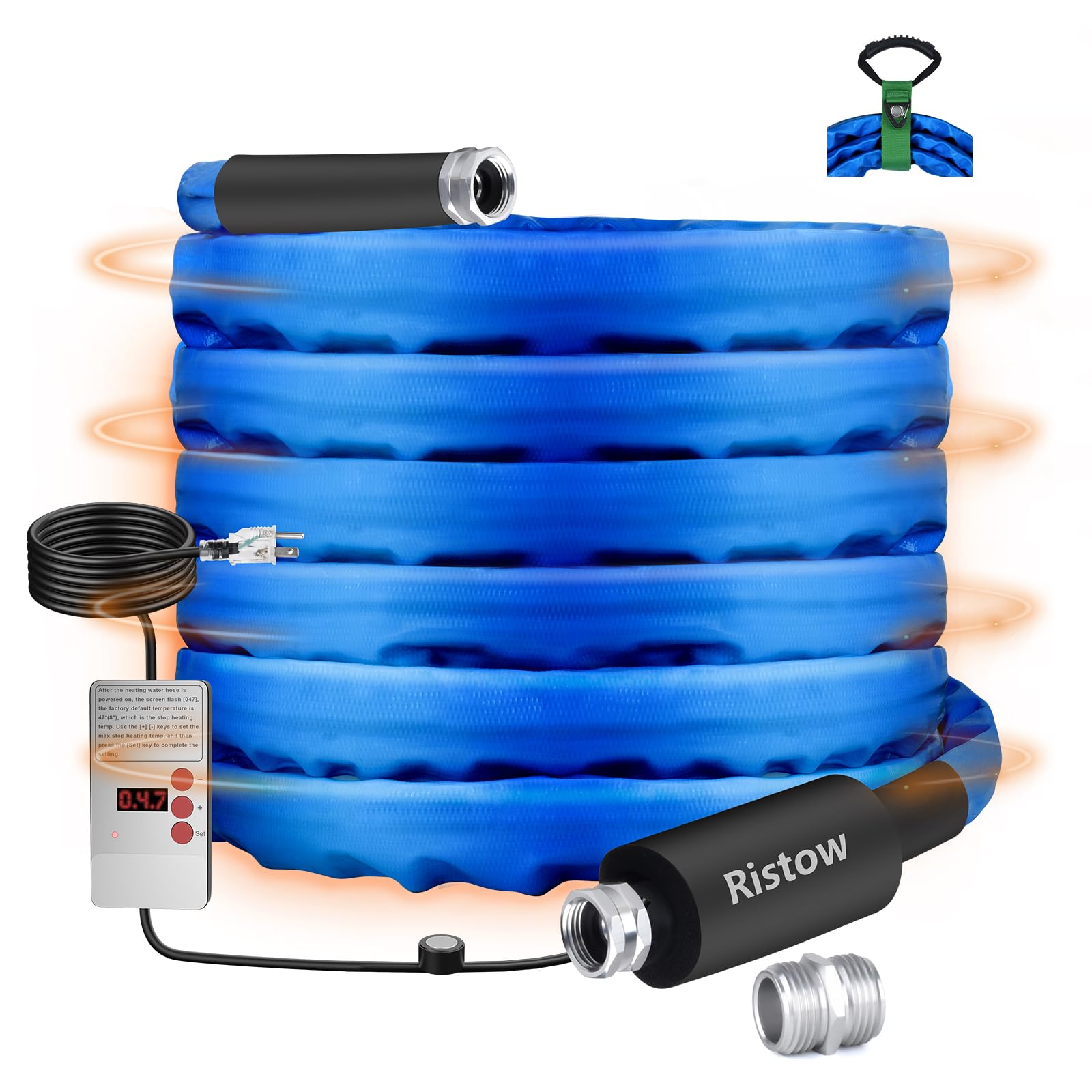 30FT RV Heated Drinking Water Hose with Temperature Control - Freeze Protection Down to -40°F/-40°C, Electric Heated Water Hose for RV, Camping, Boat & Winter Outdoor Use - Perfect for Cold Weather Camping, Boating & RV Travel