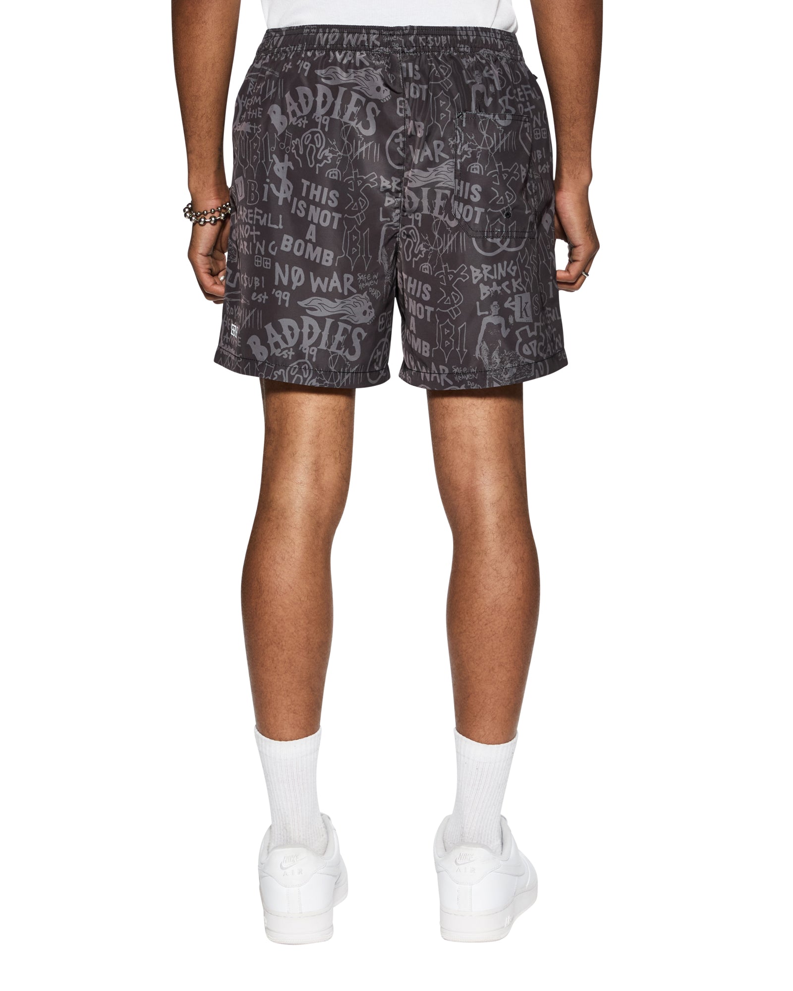 BADDIES Men's Swim Trunks - Quick Dry Board Shorts for Swimming, Surfing & Beach - Black    Perfect for swimming, surfing, beach vacations, and summer outdoor activities.