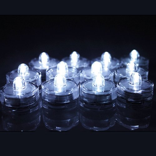 AGPTEK 24-Pack LED Submersible Waterproof Lights for Wedding Centerpieces, Party Decor, Floral Arrangements & Tea Vase - Cool White Battery Operated Candles - Perfect for Indoor/Outdoor Events, Home Decor & Romantic Ambiance