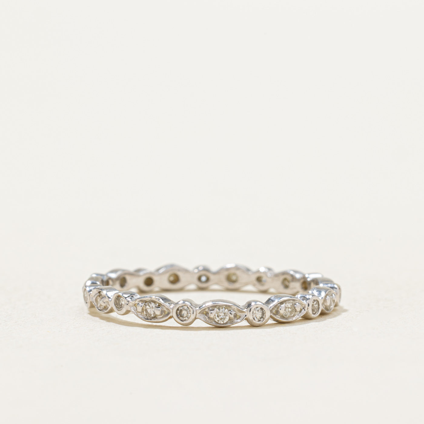 14K Gold Eternity Marquise Diamond Band Ring - 0.10ctw Total Weight - Size 6.75 - Perfect for Anniversary, Engagement & Wedding Jewelry Gifts