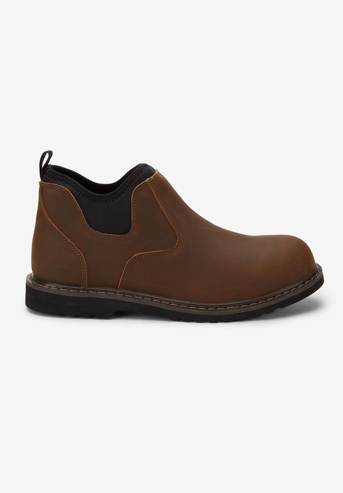 Boulder Creek by Kingsize Men's Wide Width Pull-On Work Boots - Comfortable Slip Resistant Shoes for Construction, Hiking & Outdoor Activities