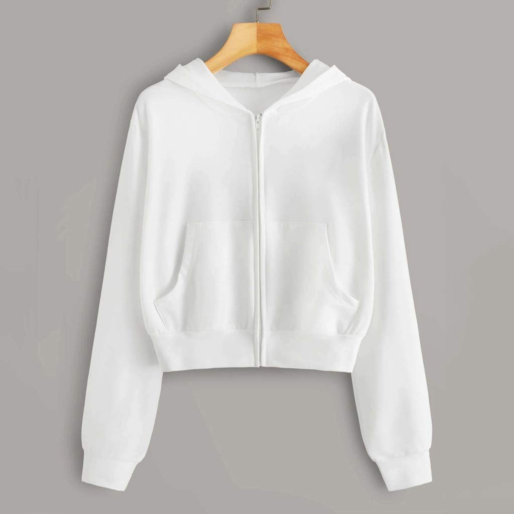 Black Crop Hoodie for Women & Teens - Basic Zip-Up Pullover Sweatshirt with Long Sleeves | Casual Wear, Street Style, Gym Outfits, and Everyday Comfort