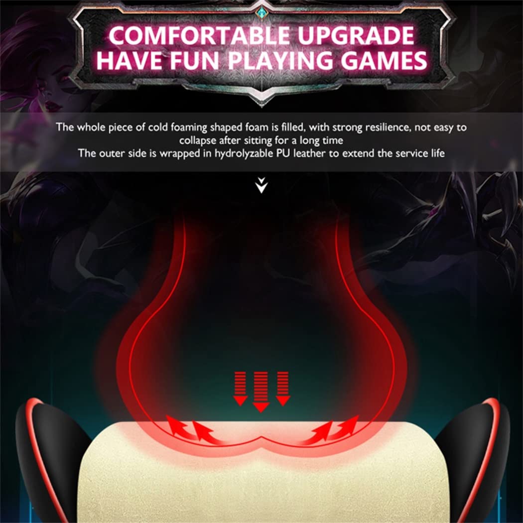 Ergonomic Gaming Chair with Built-in Speakers & RGB LED Lights - PU Leather Computer Chair with Massage, Adjustable Footrest & Lumbar Support for Adults & Teens - Perfect for Esports, Streaming & Home Office (Black)