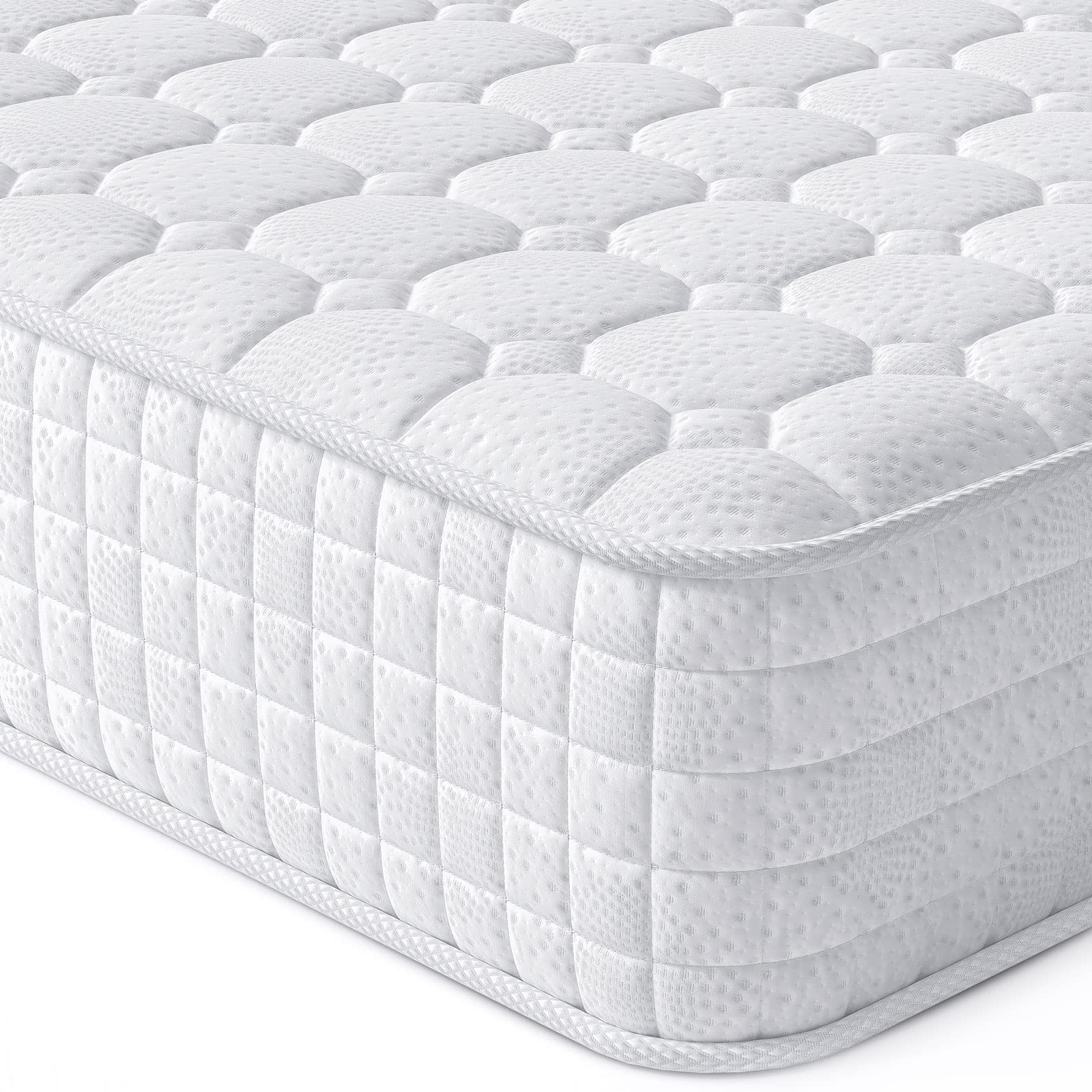 Vesgantti 8 Inch Hybrid Twin XL Mattress - Memory Foam & Pocket Spring Support, Medium Firm Feel, Breathable & Ergonomic Design for Back Pain Relief, Multiple Sizes & Styles, Perfect for Guest Rooms, Dorms & Small Spaces (White)