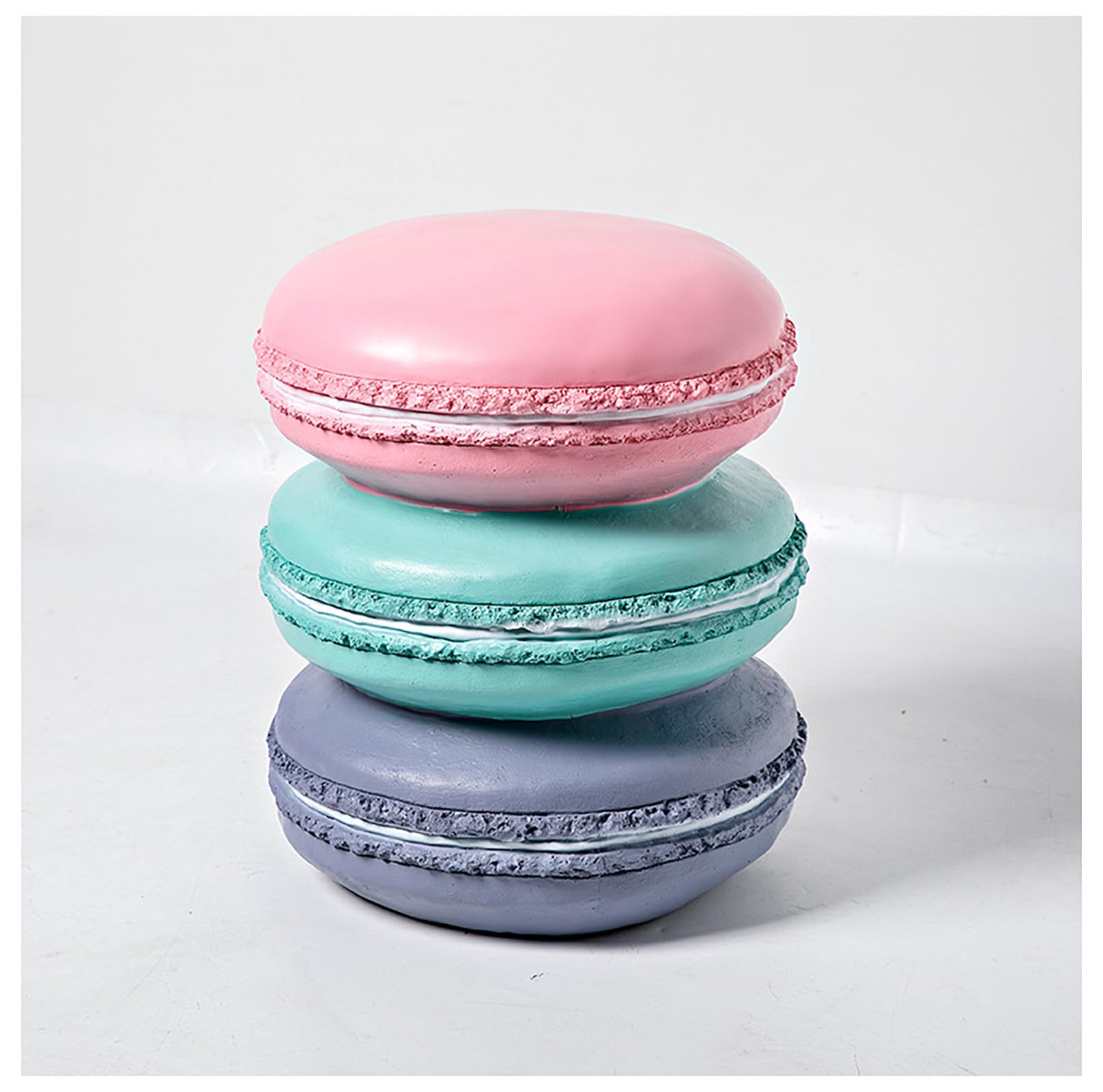 Hand-Painted Cute Donut Stool - Simulated Food Shaped Foot Rest & Decorative Furniture for Living Room, Small Spaces (Macaron Color) | Perfect for Kids' Rooms, Cafes & Cozy Home Decor