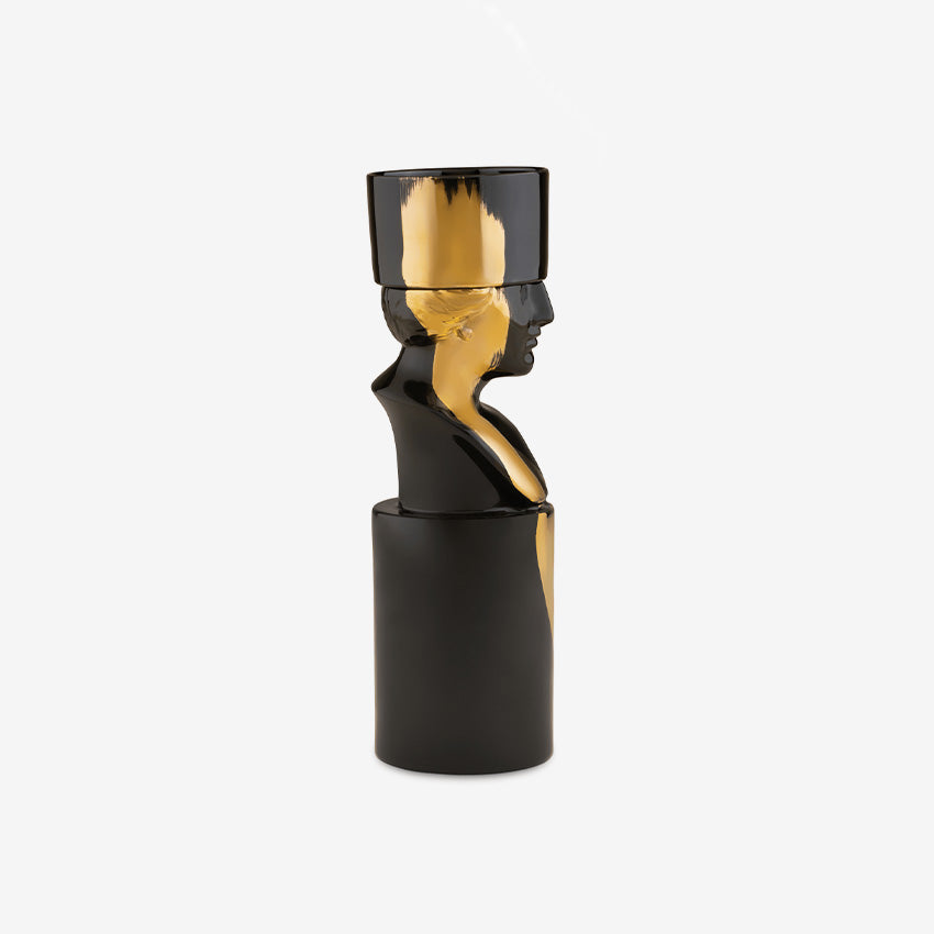 Ginori 1735 LCDC Gold Il Letterato Candle Holder - Elegant Home Decor for Dining Table, Wedding Centerpiece & Luxury Gift