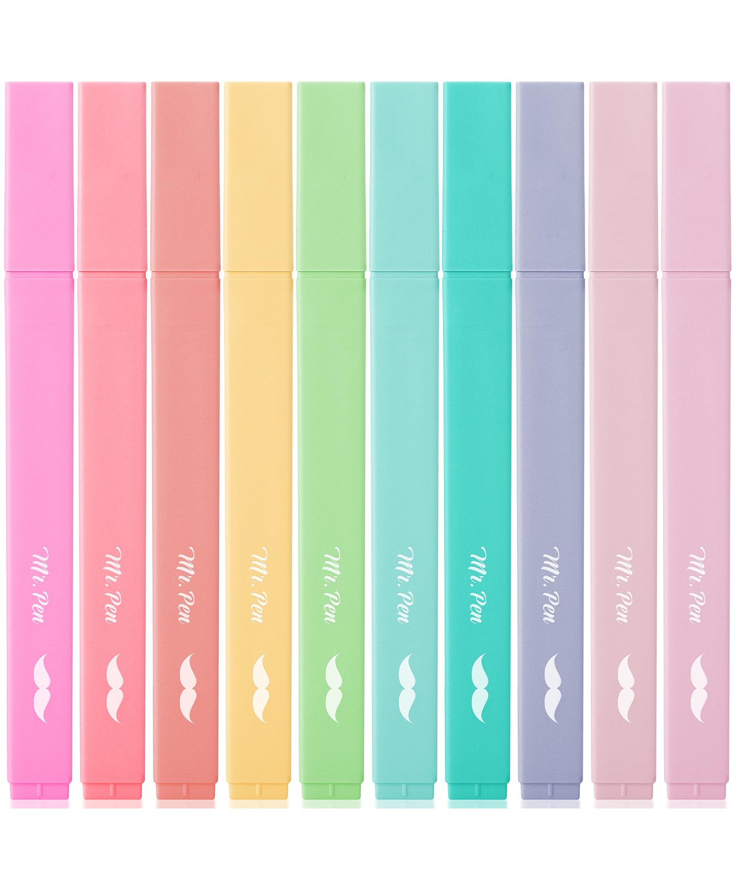 Pastel Chisel Tip Highlighters - 10 No Bleed Pens for Bible & Notes