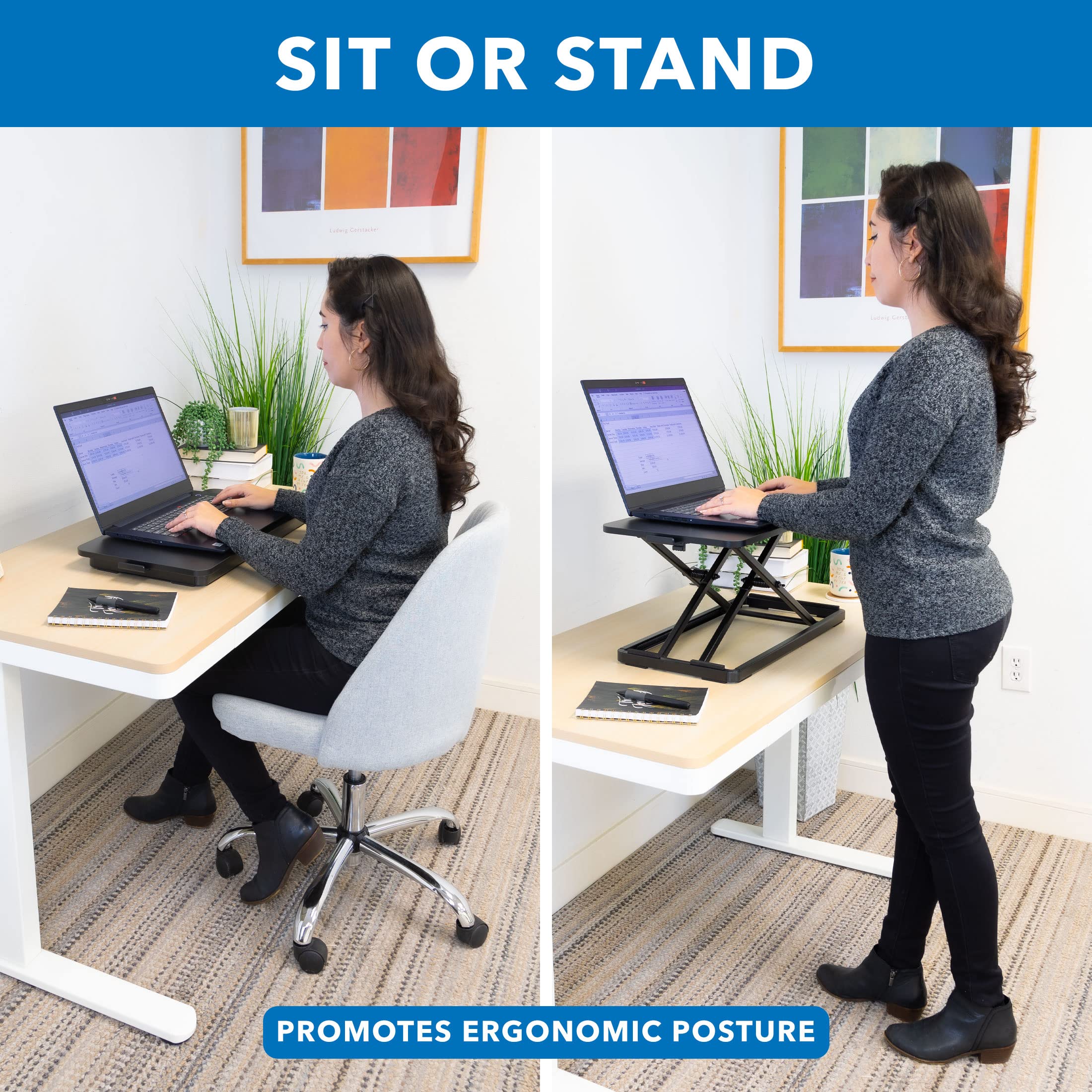 Mount-It! Adjustable Height Standing Keyboard Tray - Ergonomic Sit Stand Workstation for Desktop, Laptop, Mouse & Keyboard (23.6
