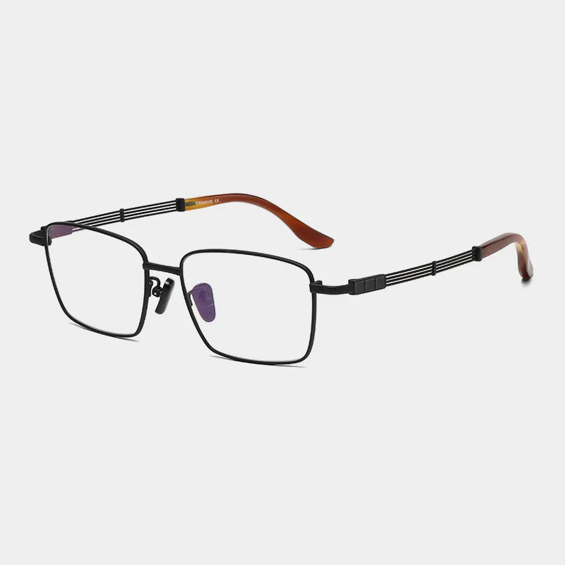 Black Titanium Square Eyeglasses for Men & Women - Lightweight Full Rim Frame (Model 80115) | Perfect for Reading, Work & Fashion Accessories