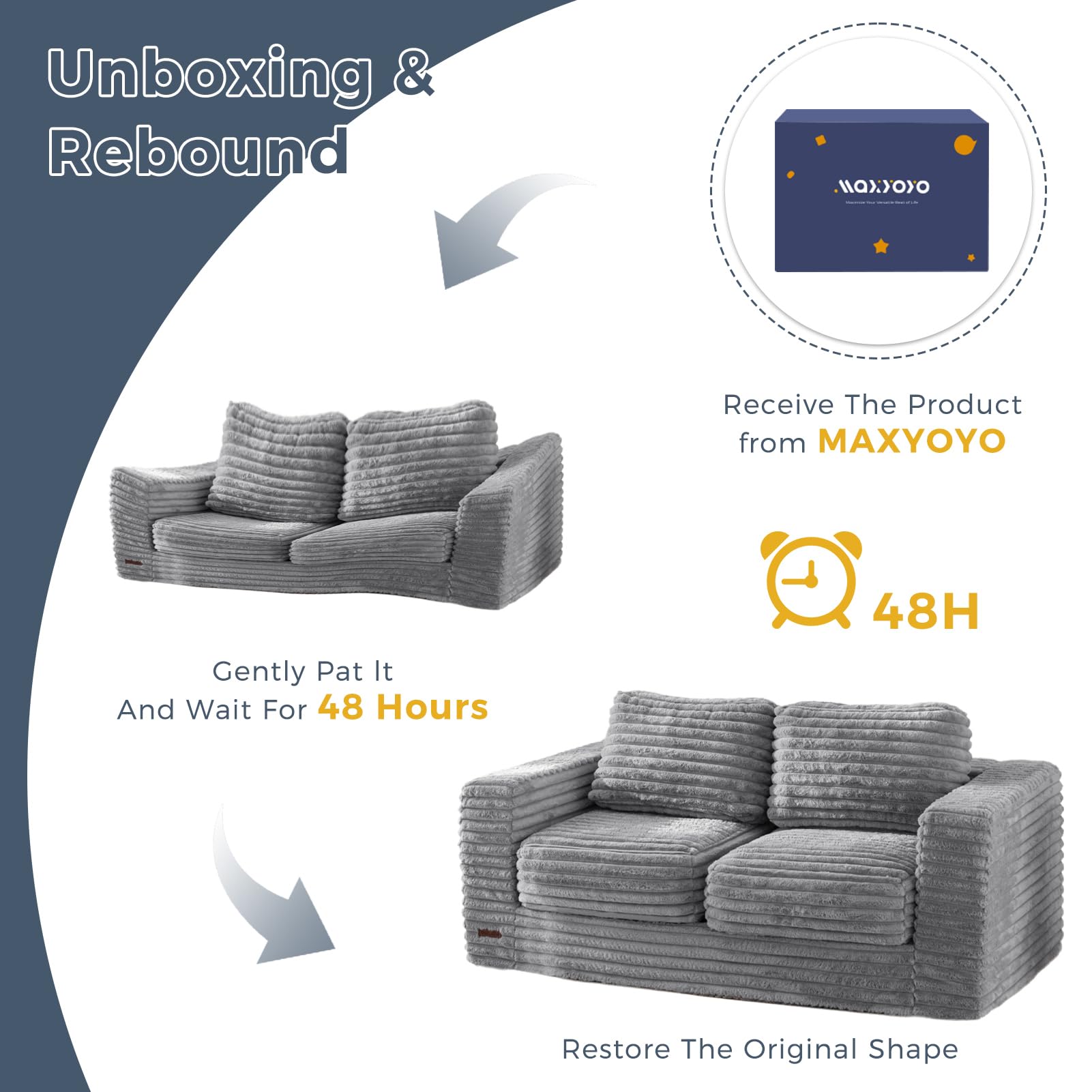 MAXYOYO Striped Faux Fur Bean Bag Chair - 2-Seater Floor Sofa with Pillows & Armrests | Cozy Living Room Seating for Teens & Adults | Perfect for Gaming, Movie Nights & Relaxation