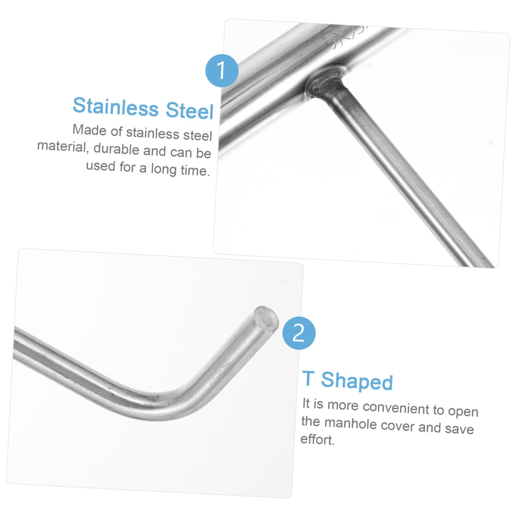 Stainless Steel T-Hook - Heavy Duty Manhole Cover Lifter & Sewer Maintenance Tool - Storage Hook for Hanging - Perfect for Utility Workers, Plumbers & Warehouse Organization