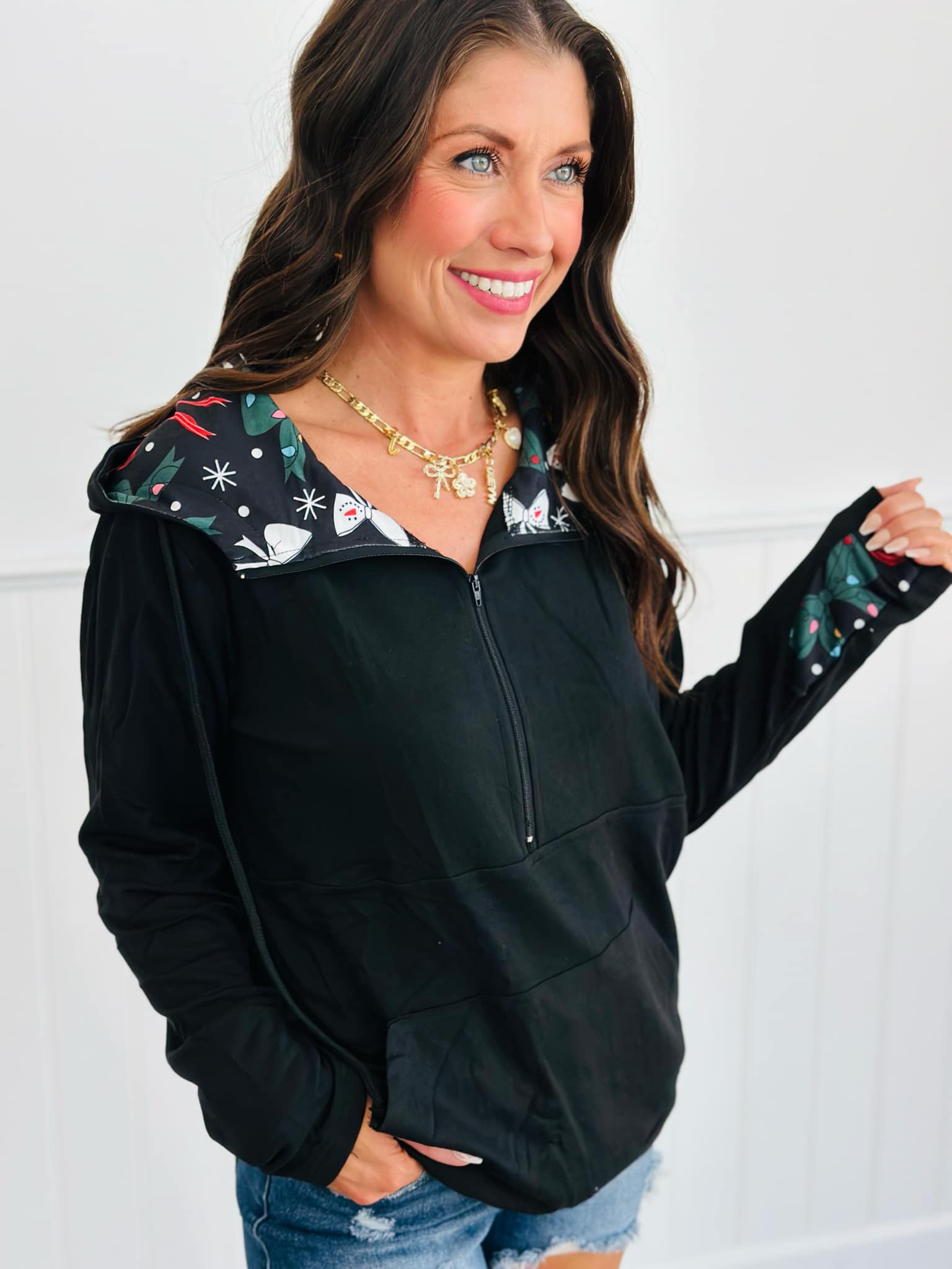PREORDER: Audre Half Zip Hoodie - 5 Stylish Winter Prints for Women | Cozy Fleece Pullover for Outdoor Activities & Casual Wear