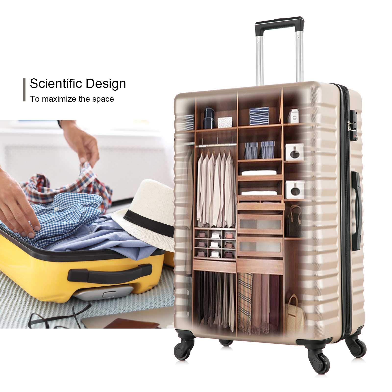 Apelila 4-Piece Expandable Hardshell ABS Luggage Set with TSA Lock & Spinner Wheels - Lightweight Travel Suitcases for Family Vacations, Business Trips & International Travel (4PC, Champagne Gold)