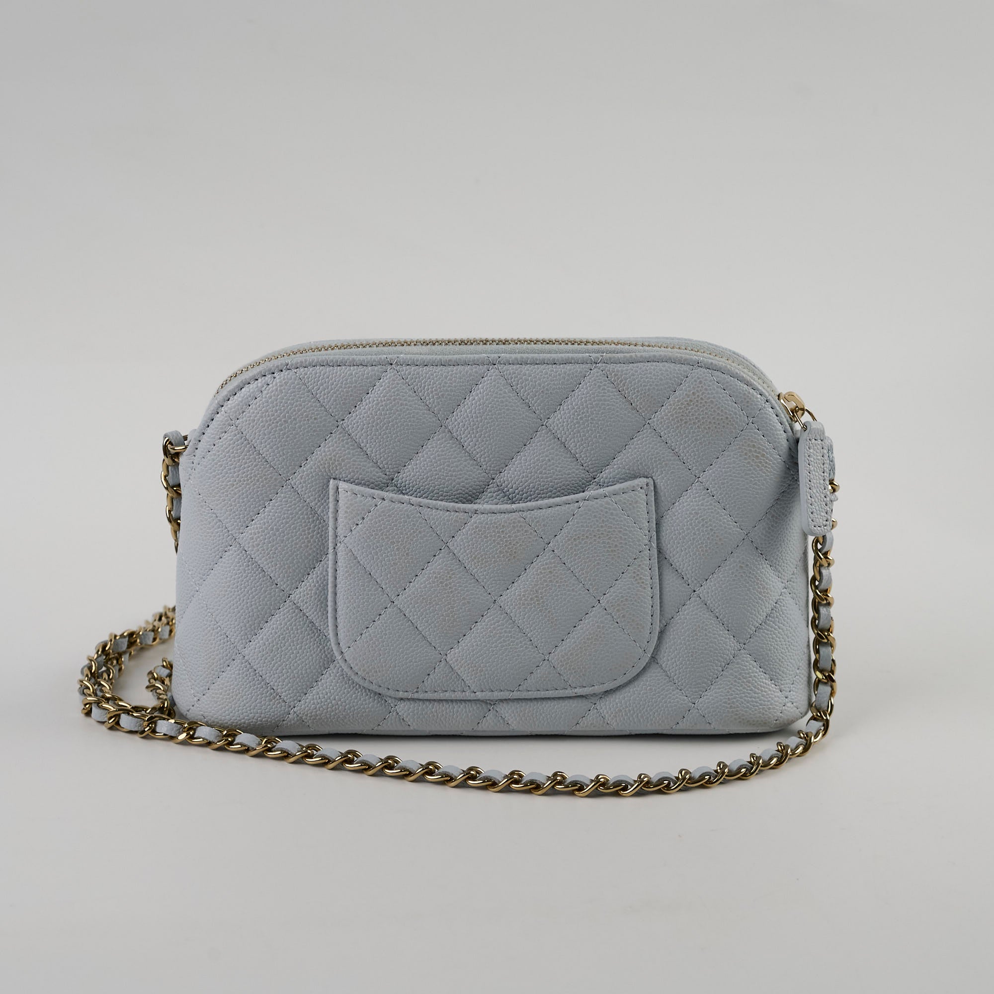 Chanel Caviar Leather Mini Crossbody Bag in Light Blue - Authentic with Microchip - Perfect for Everyday Use, Travel & Special Occasions