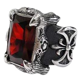 Red Garnet Dragon Claw Sterling Silver Men's Ring - Gothic Jewelry for Men, Handmade Adjustable Band, Unique Statement Piece - Perfect for Weddings, Cosplay & Alternative Fashion