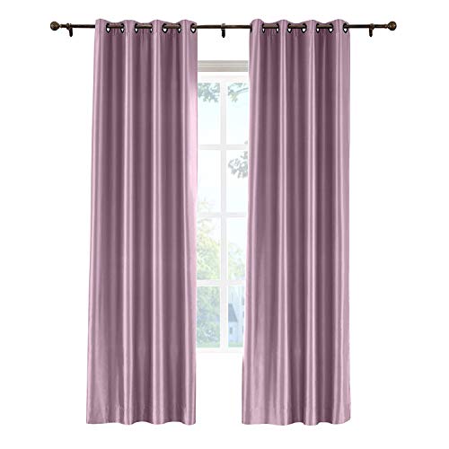 Thermal Insulated Blackout Curtains for Bedroom - Noise Reducing, Light Blocking Grommet Drapes with White Lining - Smoky Plum 84