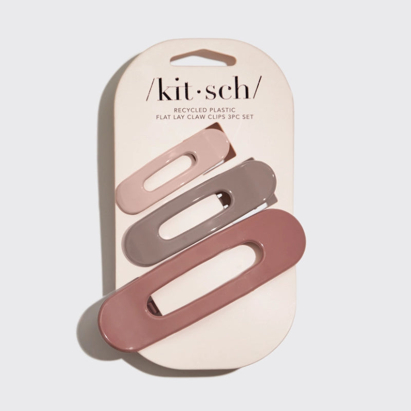 Recycled Plastic Flat Lay Claw Clip 3-Piece Set - Ultra Glossy Terracotta Hair Clips for Women | Perfect for Ponytails, Buns & Everyday Hairstyles